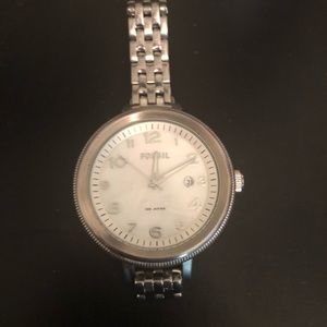 Silver Fossil Watch